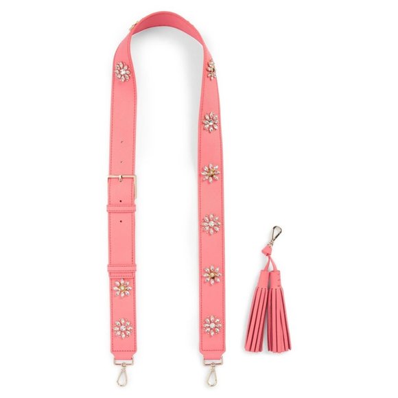 kate spade Handbags - Kate Spade New York Make It Mine Crystal Flowers Leather Guitar Bag Strap Pink